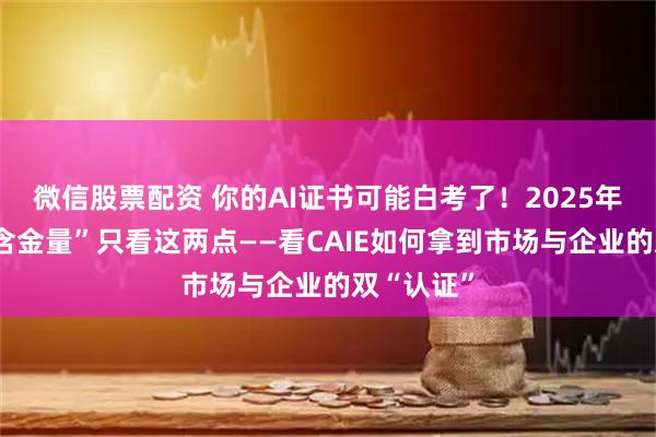 微信股票配资 你的AI证书可能白考了！2025年，衡量“含金量”只看这两点——看CAIE如何拿到市场与企业的双“认证”